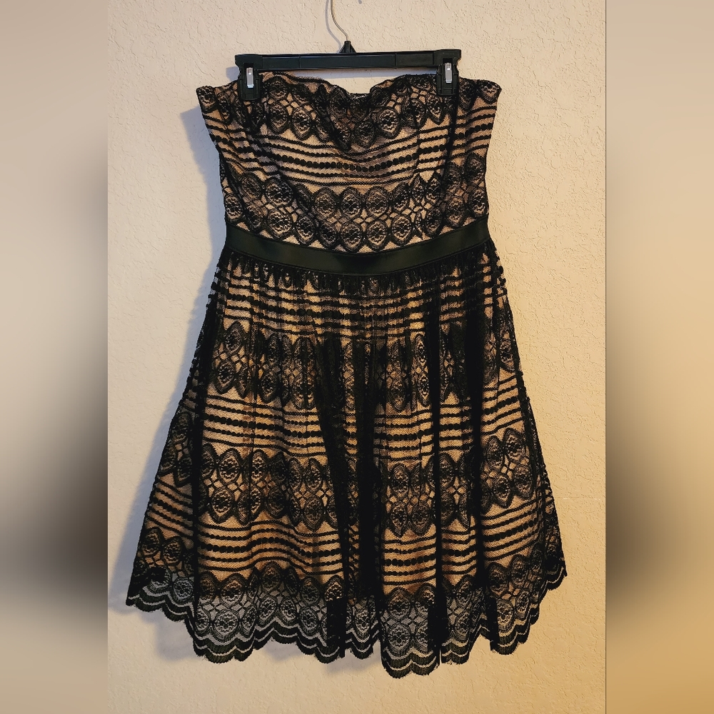 Strapless lace skater dress